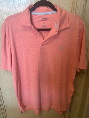 Chaps Polo Shirt Mens Medium Coral Salmon Logo Short Sleeve Performance Golf